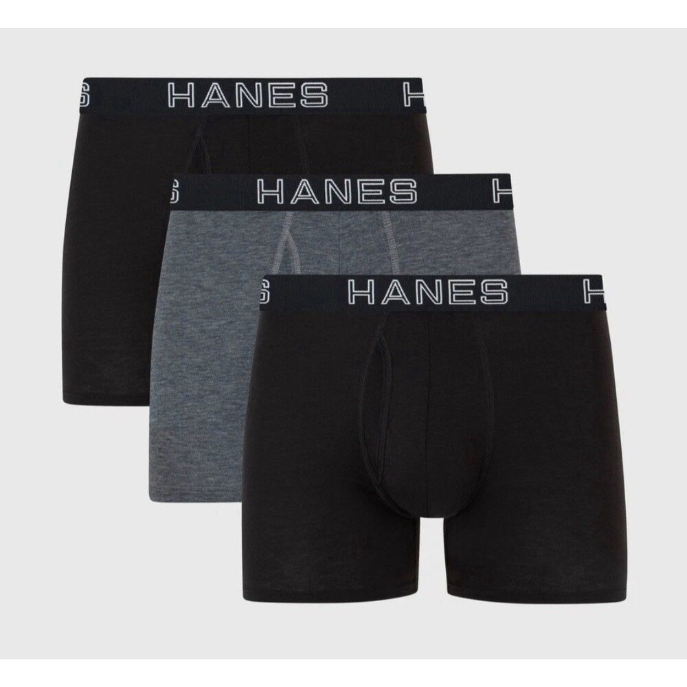 Hanes Premium Men's 3pk Trunks Total Support Pouch - Black/Gray S 2 Packs Of 3